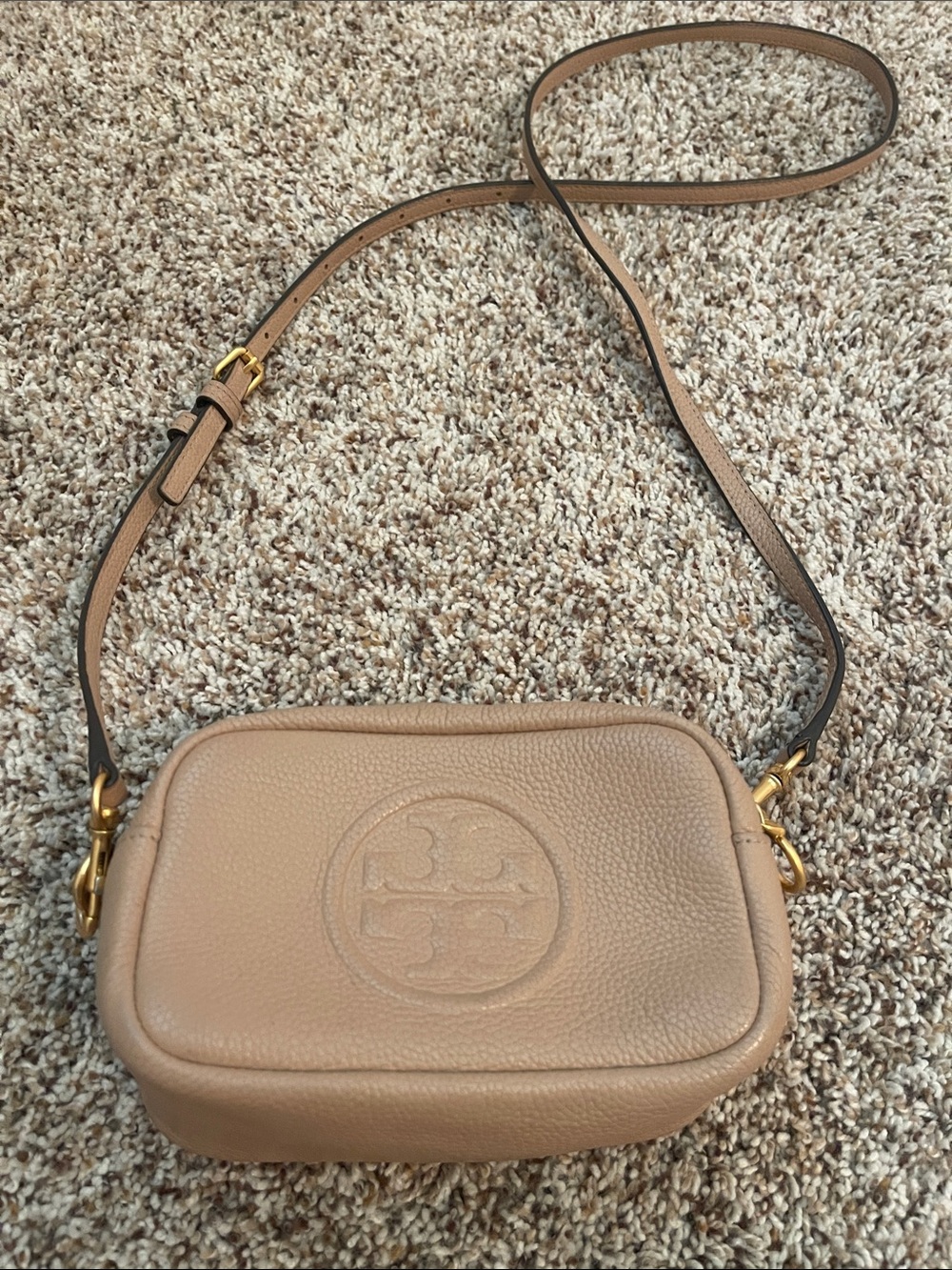 Tory Burch Beige Pebbled Leather Crossbody Bag and card wallet to match - Picture 2 of 9